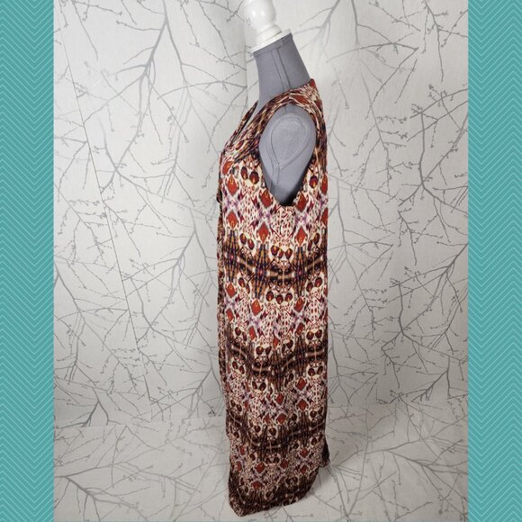 Ronen Chen Artsy Abstract Print Twisted Front Maxi Shift Dress - Picture 3 of 5